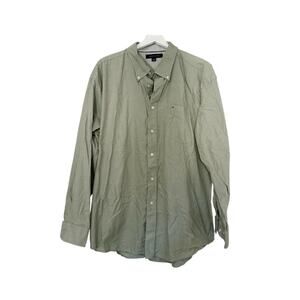 Tommy Hilfiger Long Sleeve Button Down Shirt Sage Green Size XL Collared Cotton